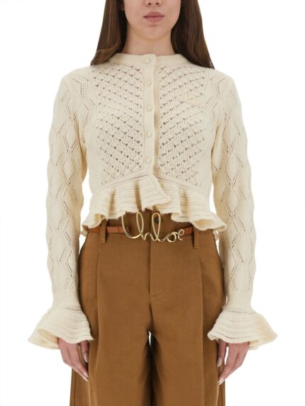 CHLOÉ CROCHET KNIT CARDIGAN