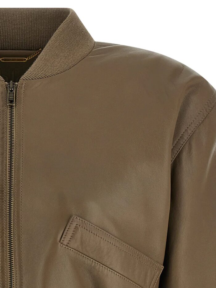 CHLOE' Crop Fit Leather Jacket