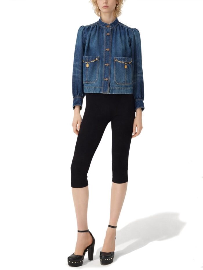 CHLOÉ DENIM HIGH NECK GATHERED JACKET
