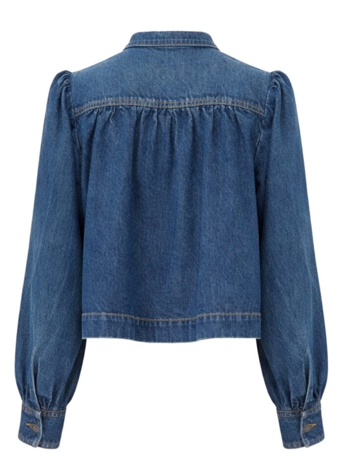 CHLOÉ DENIM HIGH NECK GATHERED JACKET