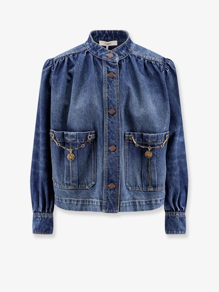 chloe' denim jacket with metal details CHLOE' Denim Jacket With Metal Details