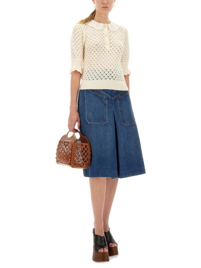 CHLOÉ DENIM KNEE-LENGTH SKIRT