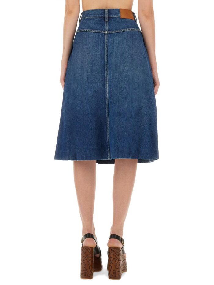 CHLOÉ DENIM KNEE-LENGTH SKIRT