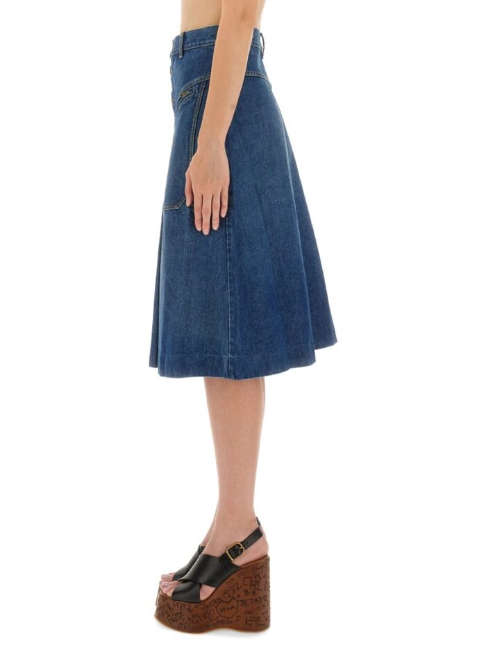 CHLOÉ DENIM KNEE-LENGTH SKIRT