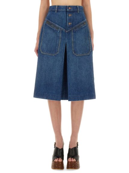 CHLOÉ DENIM KNEE-LENGTH SKIRT