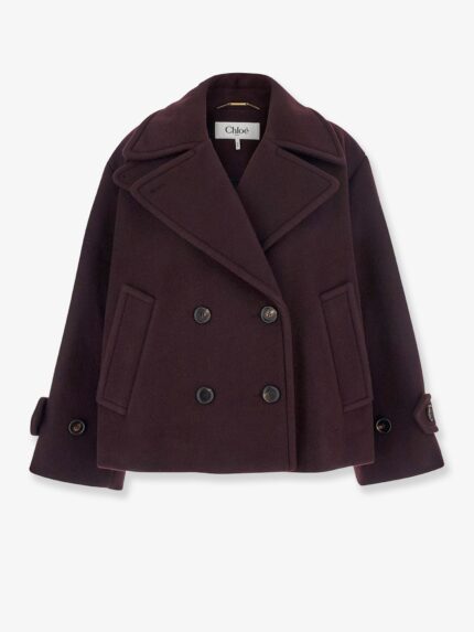 CHLOE' Double-breasted Wool Blend Peacoat