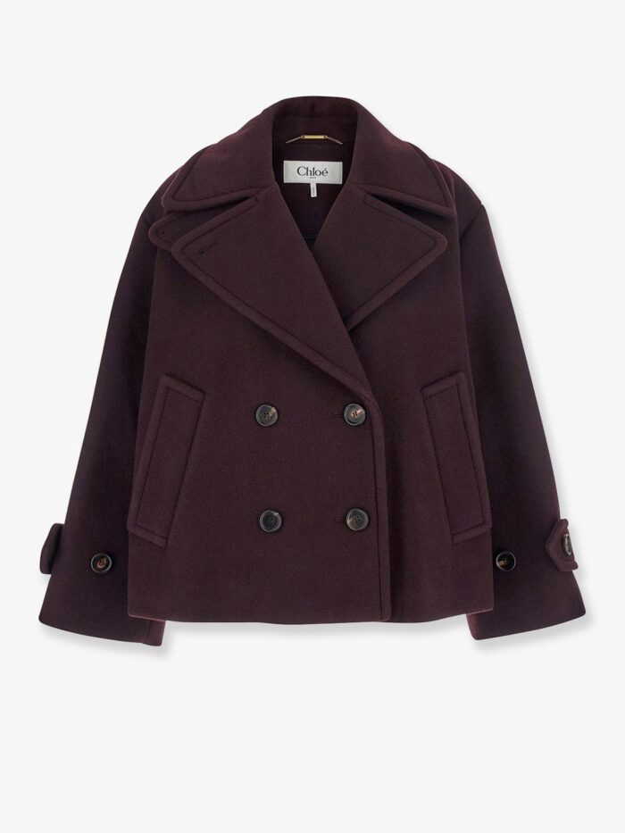 CHLOE' Double-breasted Wool Blend Peacoat