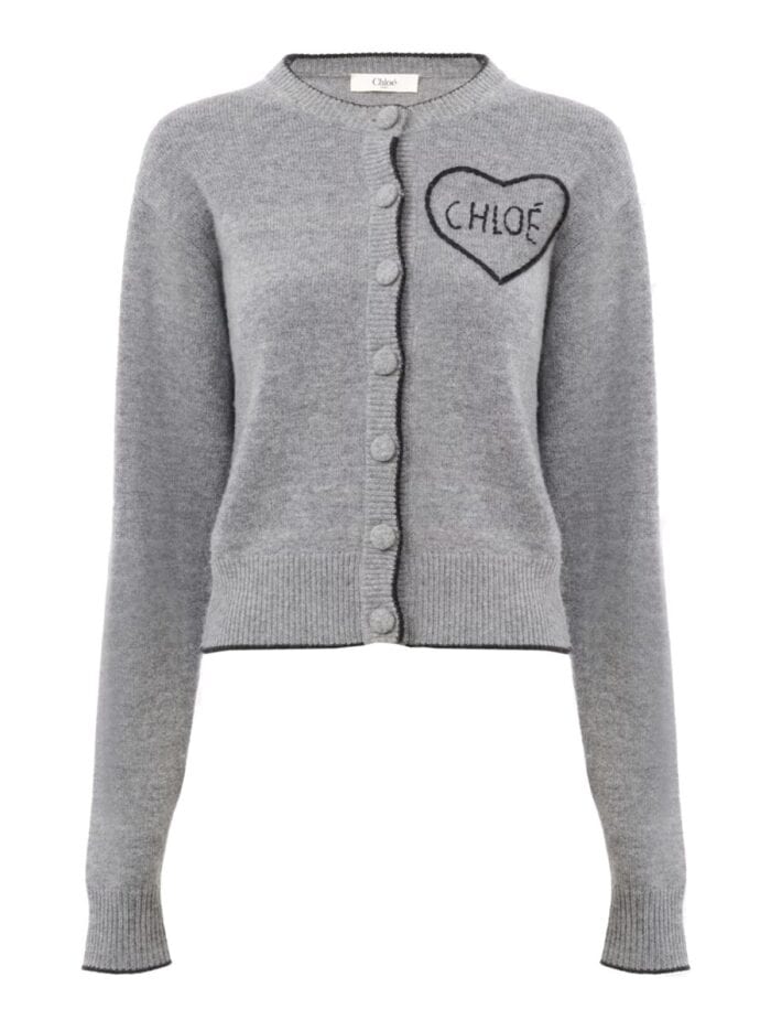 chloÉ fitted cardigan with logo CHLOÉ FITTED CARDIGAN WITH LOGO