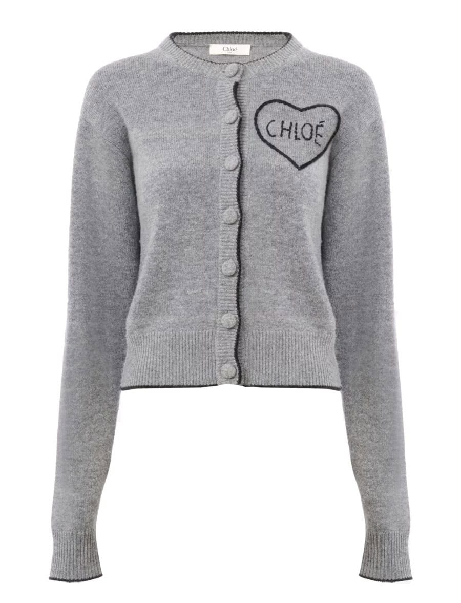 CHLOÉ FITTED CARDIGAN WITH LOGO