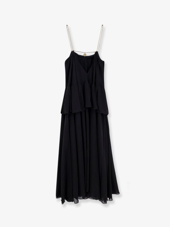 CHLOE' Flounced Silk Long Dress