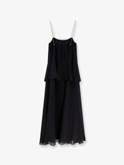 CHLOE' Flounced Silk Long Dress