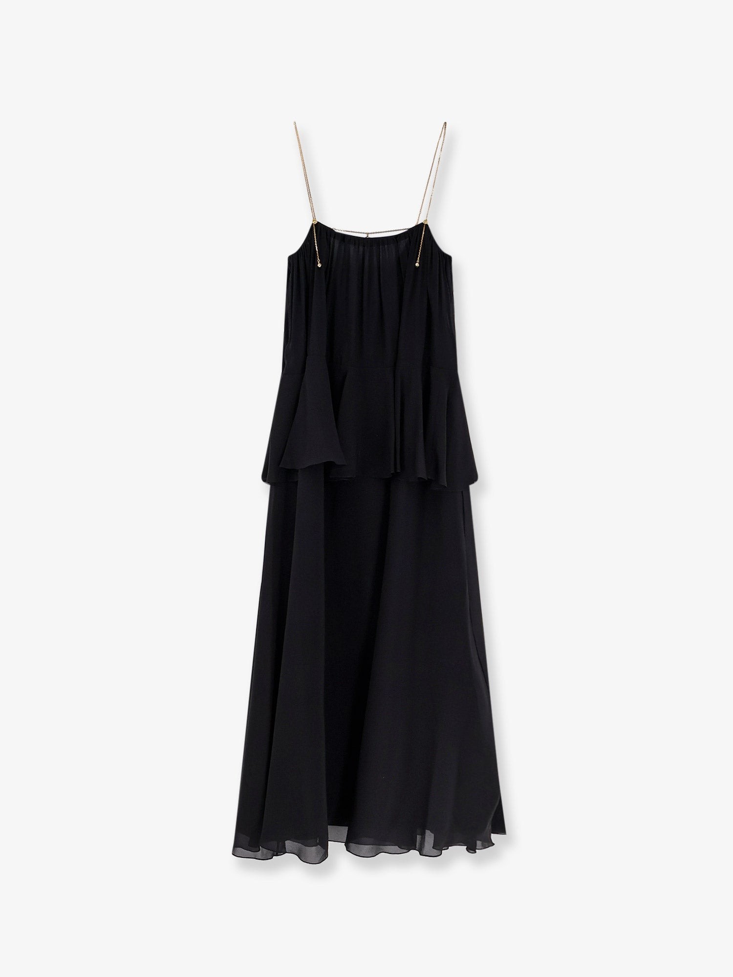 CHLOE' Flounced Silk Long Dress
