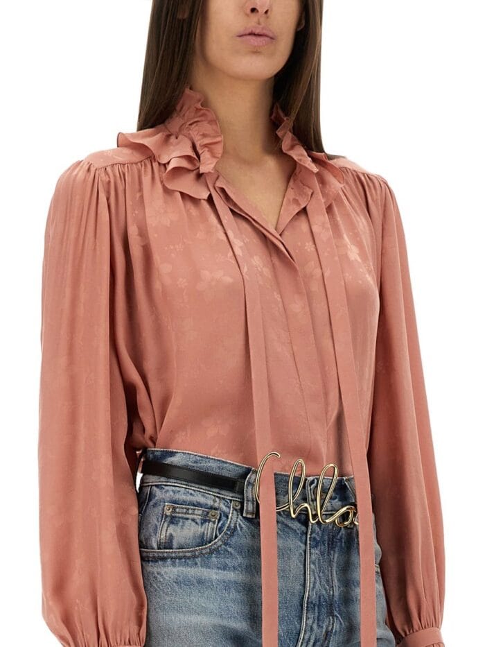 CHLOE' FLUID SILK JACQUARD BLOUSE
