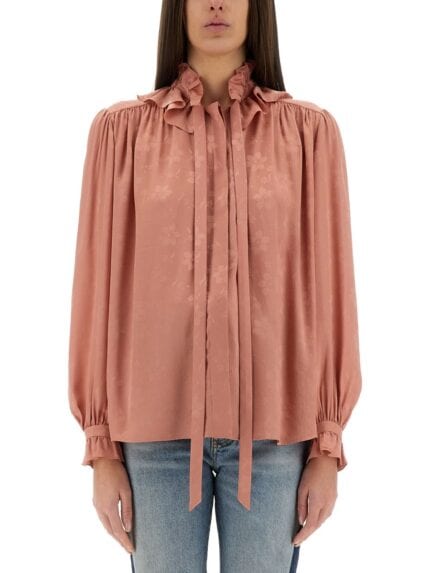 CHLOE' FLUID SILK JACQUARD BLOUSE