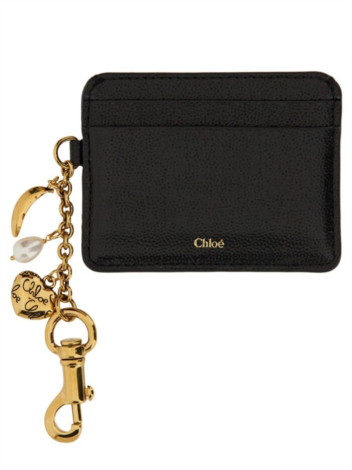 CHLOÉ GARNET LEATHER "CHARMS" CARD HOLDER