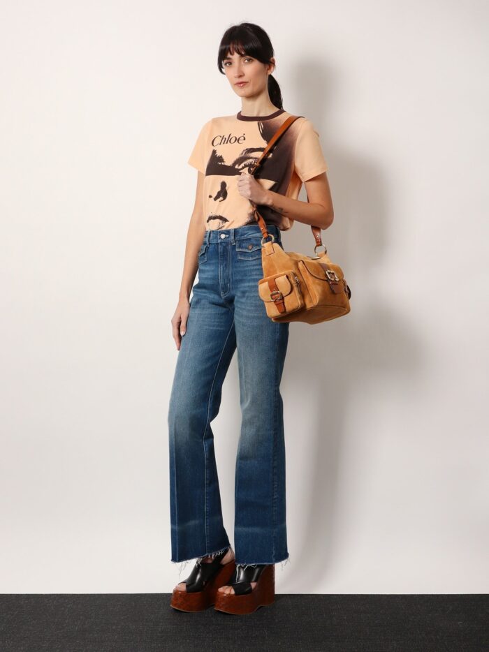CHLOE' Jersey T-shirt With A Large Portrait Print And Chloé Logo