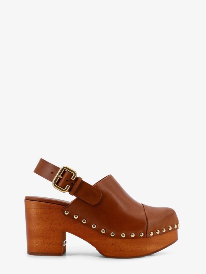 chloe' leather and wood jeanette sabot CHLOE' Leather And Wood Jeanette Sabot