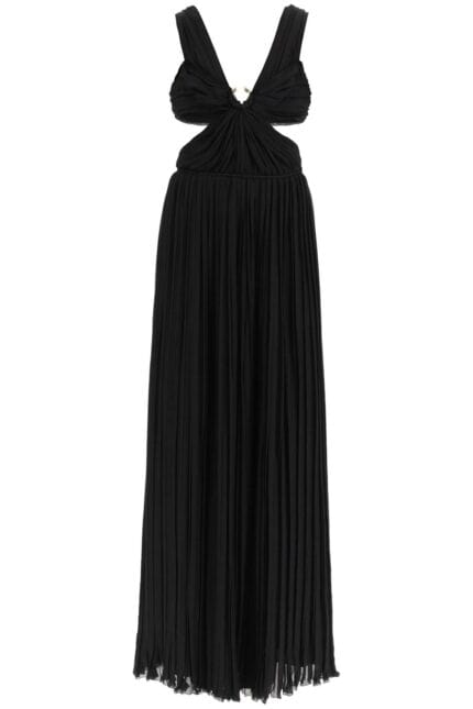 Chloe' Long Evening Dress In Pleated Silk