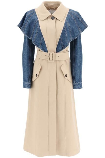 Chloe' Long Wool And Denim Coat