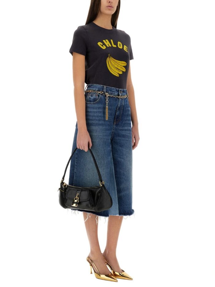 chloe' patchwork denim bermuda shorts CHLOE' PATCHWORK DENIM BERMUDA SHORTS