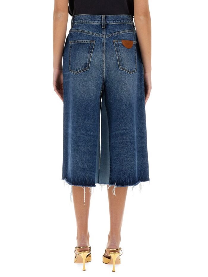 chloe' patchwork denim bermuda shorts CHLOE' PATCHWORK DENIM BERMUDA SHORTS
