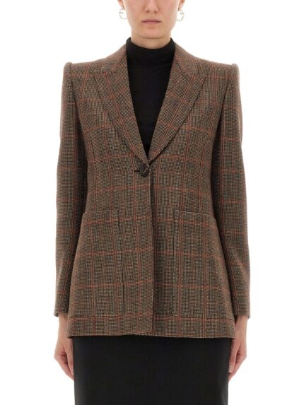 CHLOÉ PLAID WOOL TAILORED JACKET