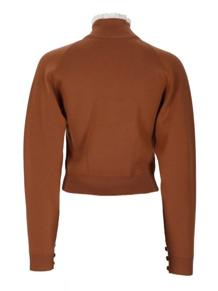 CHLOÉ PULLOVER A COLLO ALTO IN MAGLIA DI LANA E PIZZO