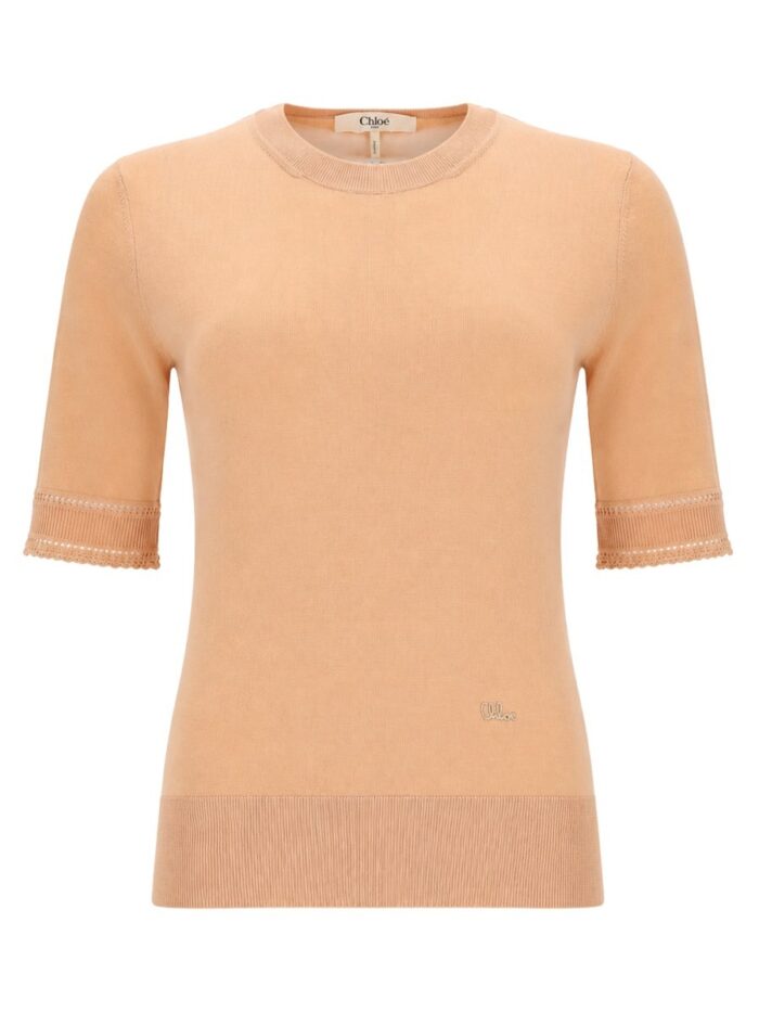 chloÉ pullover a maniche corte in maglia di lana CHLOÉ PULLOVER A MANICHE CORTE IN MAGLIA DI LANA