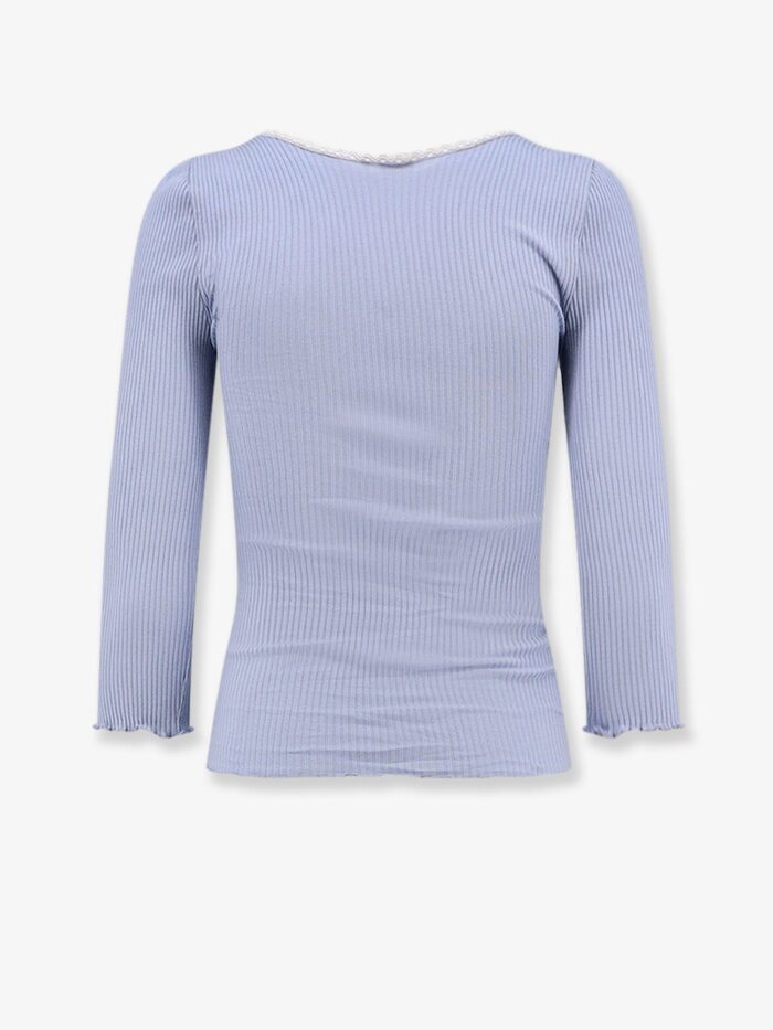 CHLOE' Ribbed Cotton Shirt With Lace Insert
