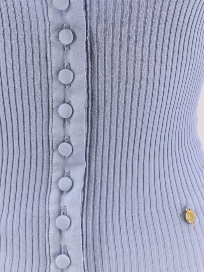 CHLOE' Ribbed Cotton Shirt With Lace Insert
