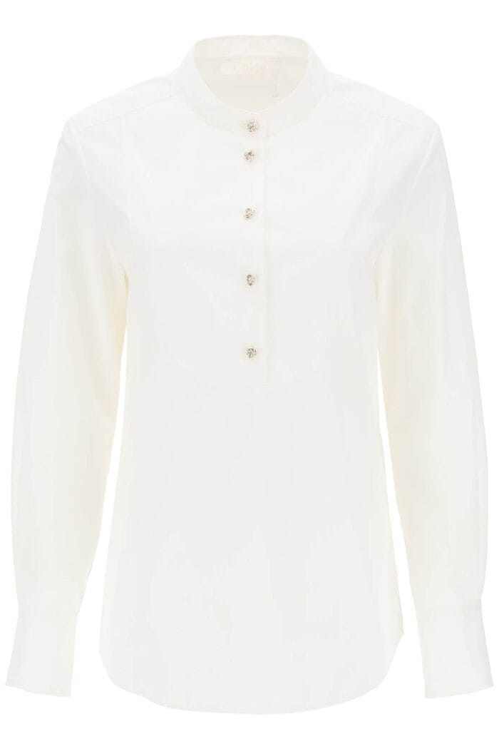 CHLOE' Shirt With Knotted Gold Buttons