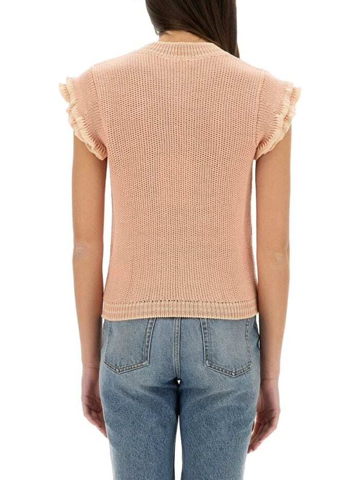 CHLOE' SHORT-SLEEVED WOOL KNIT TOP