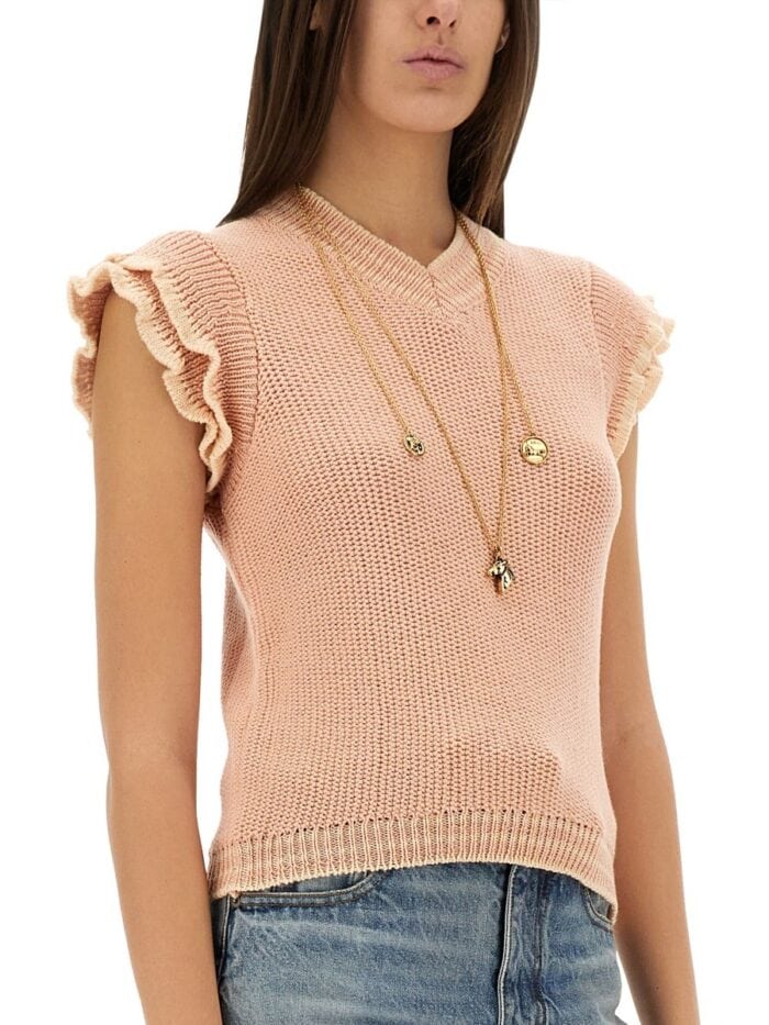 CHLOE' SHORT-SLEEVED WOOL KNIT TOP