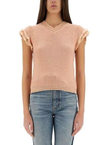 CHLOE' SHORT-SLEEVED WOOL KNIT TOP