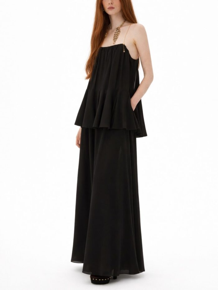 CHLOÉ SILK GEORGETTE LONG DRESS