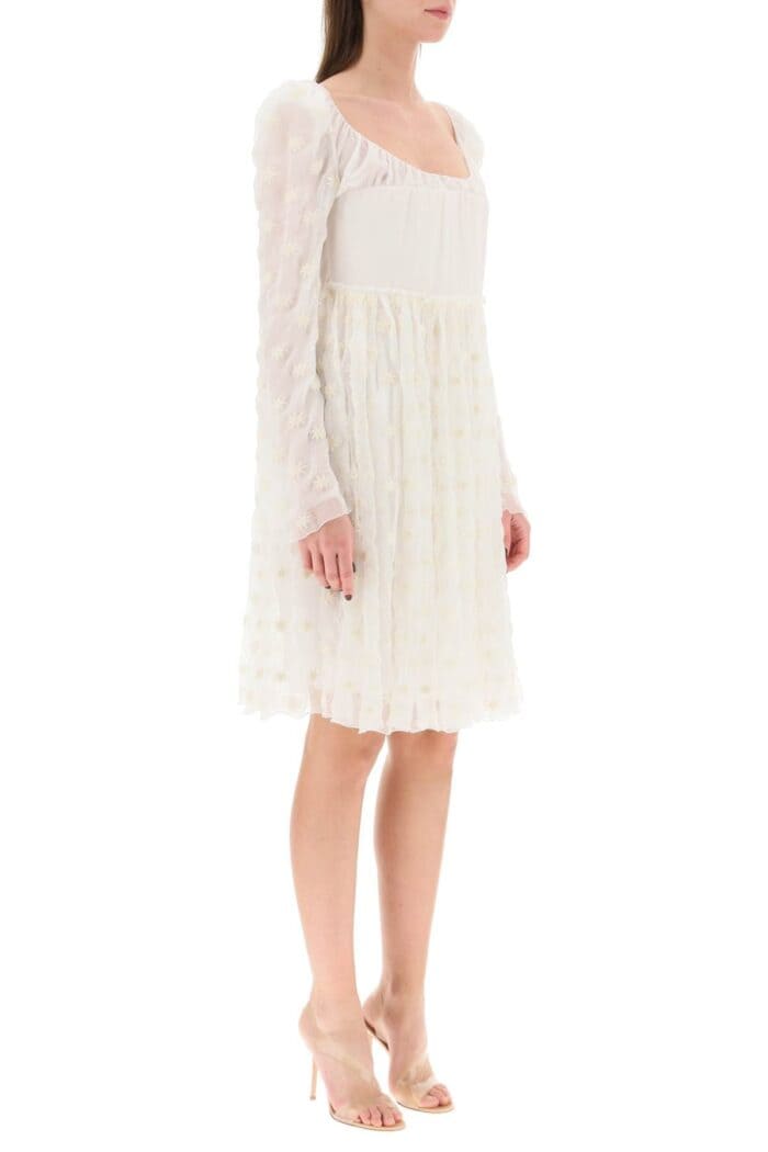 Chloe' Silk Mulsin Dress With Star Embroideries