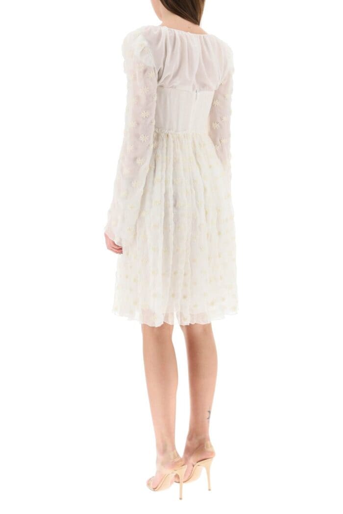 Chloe' Silk Mulsin Dress With Star Embroideries