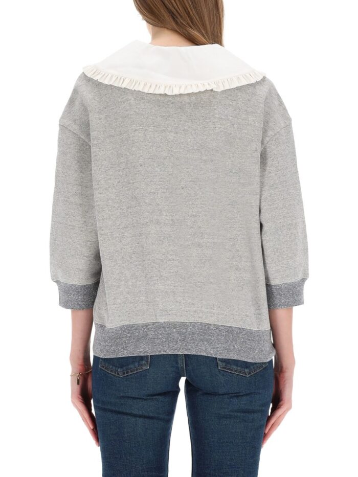 CHLOÉ SILK RUFFLED COLLAR SWEATSHIRT