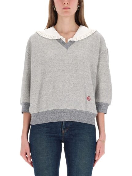 CHLOÉ SILK RUFFLED COLLAR SWEATSHIRT