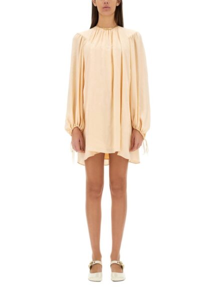 CHLOE' SILK SHIRRED MINI DRESS