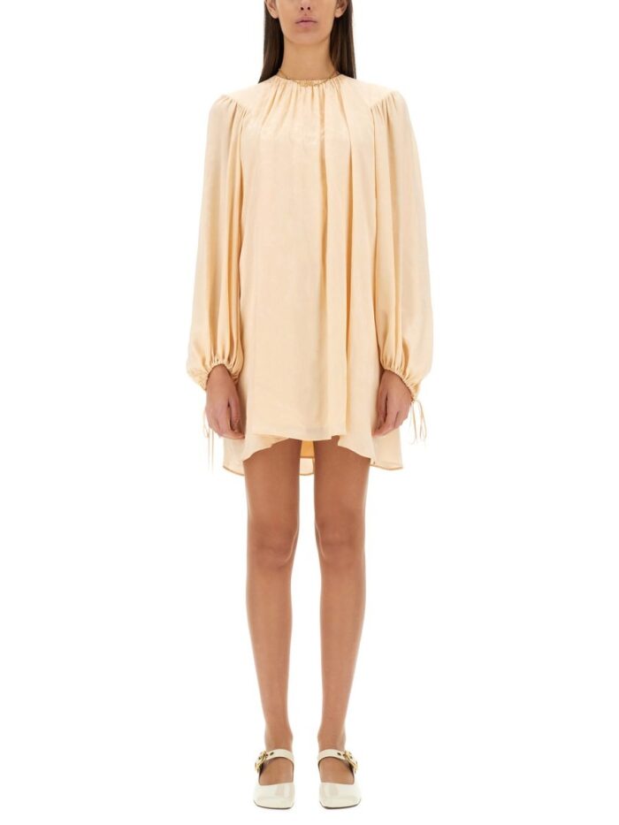 CHLOE' SILK SHIRRED MINI DRESS