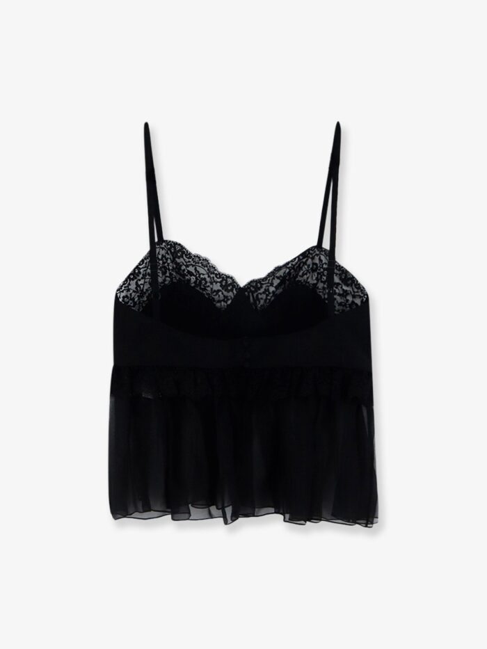 CHLOE' Silk Top With Lace Profiles