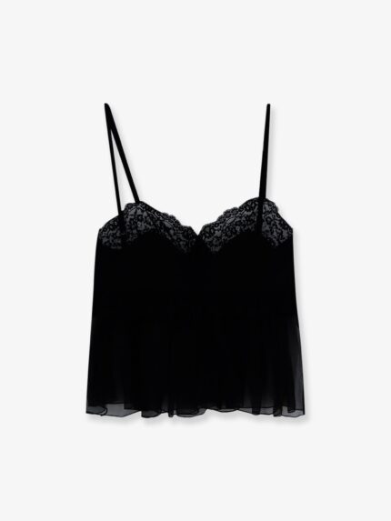 CHLOE' Silk Top With Lace Profiles