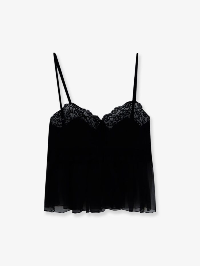 chloe' silk top with lace profiles CHLOE' Silk Top With Lace Profiles