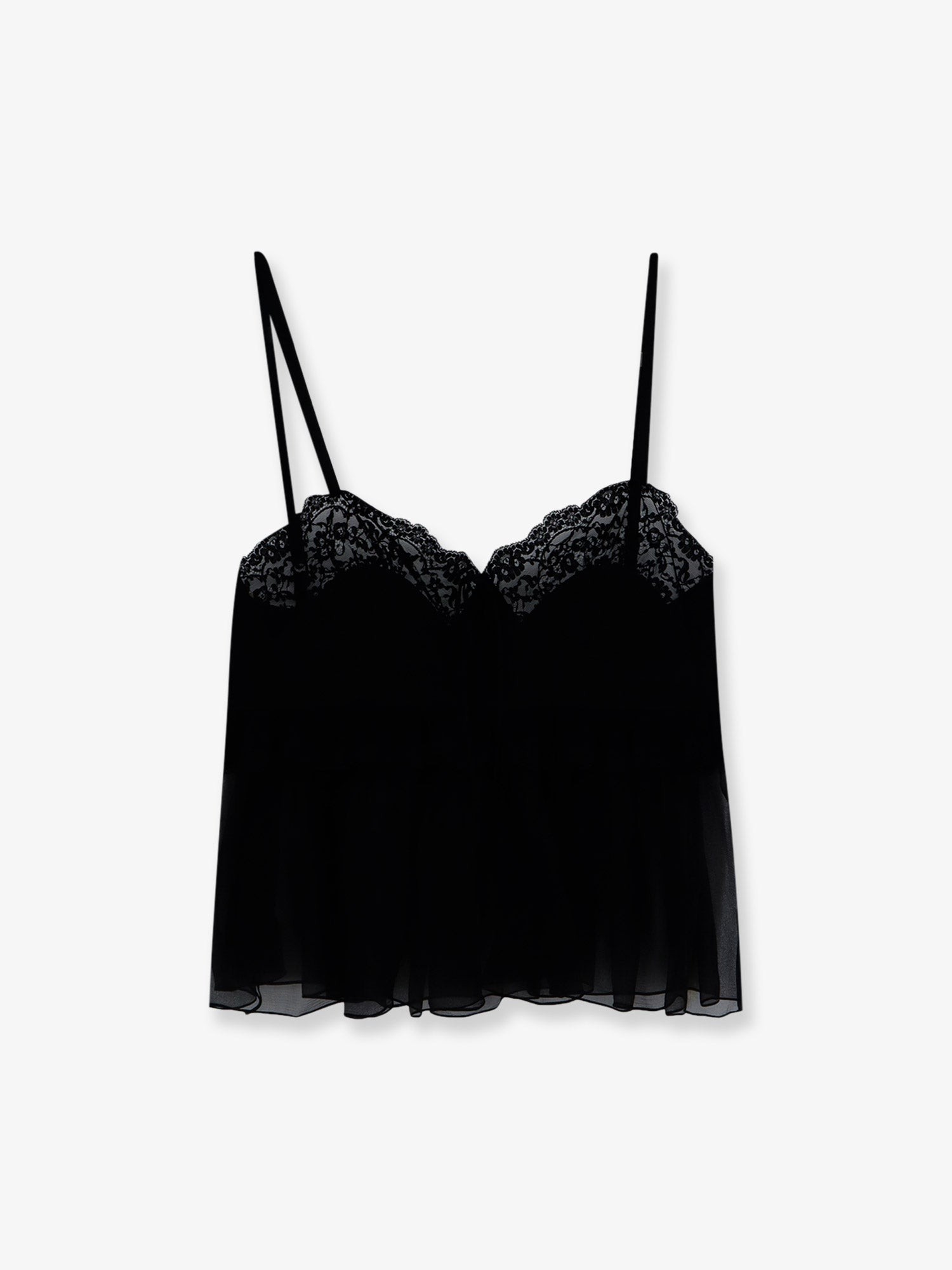 CHLOE' Silk Top With Lace Profiles