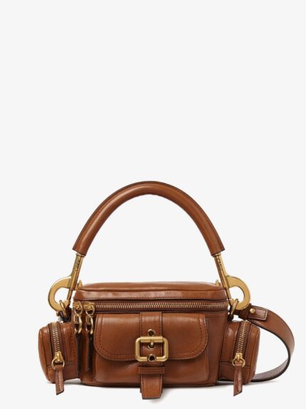 CHLOE' Small Double Carry Leather Bag With Multipocket Detail