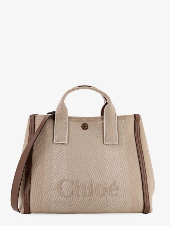 CHLOE' Striped Jacquard FabricChloé Carry Crossbody Bag With Oversized Logo On The Front