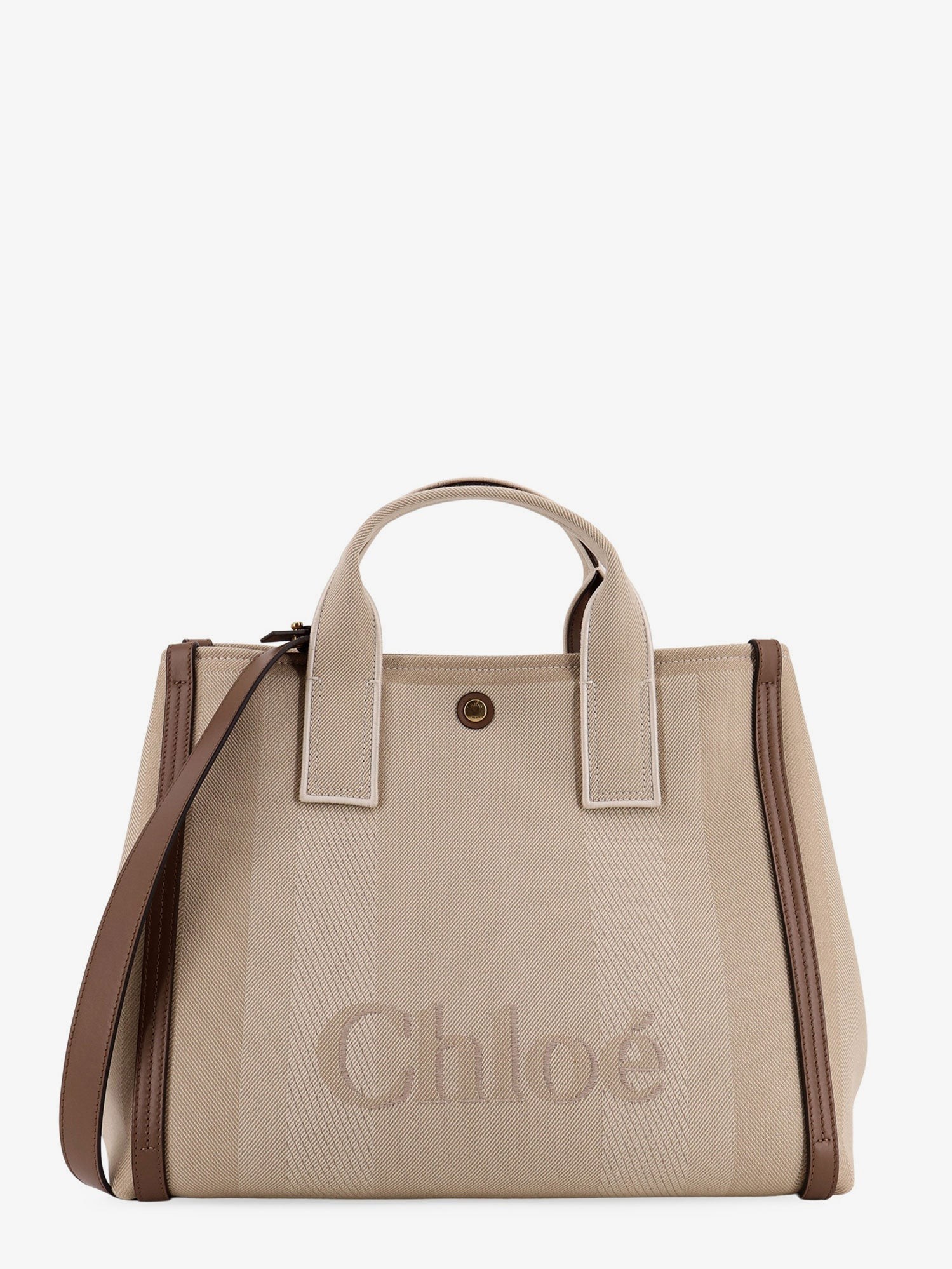 CHLOE' Striped Jacquard FabricChloé Carry Crossbody Bag With Oversized Logo On The Front
