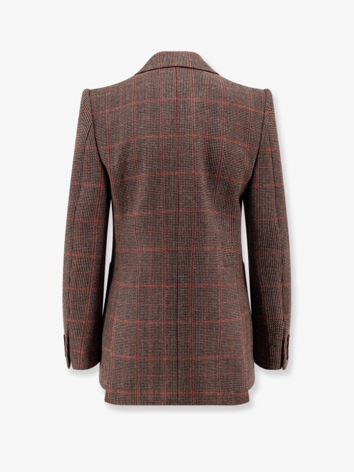 CHLOE' Tartan Wool Blazer With Shoulder Pads