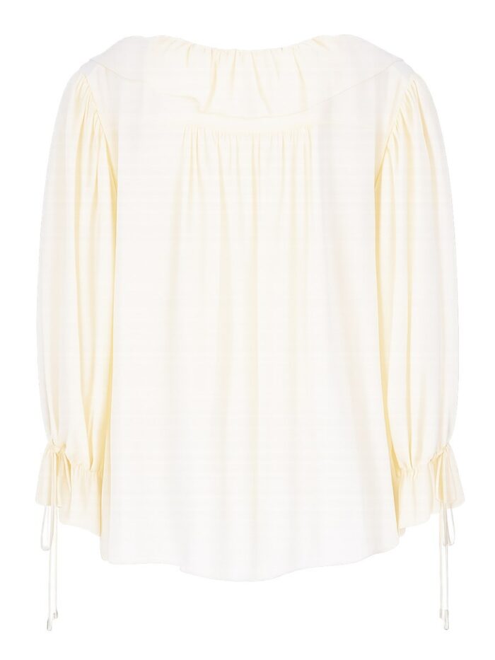 CHLOÉ TOP CON VOLANT E SCOLLO A V IN CRÊPE DE CHINE